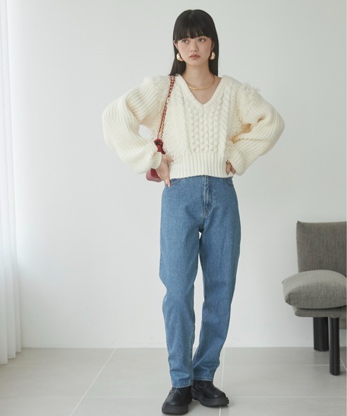 「ANGIE」 長袖ニット FREE アイボリー レディース_画像4