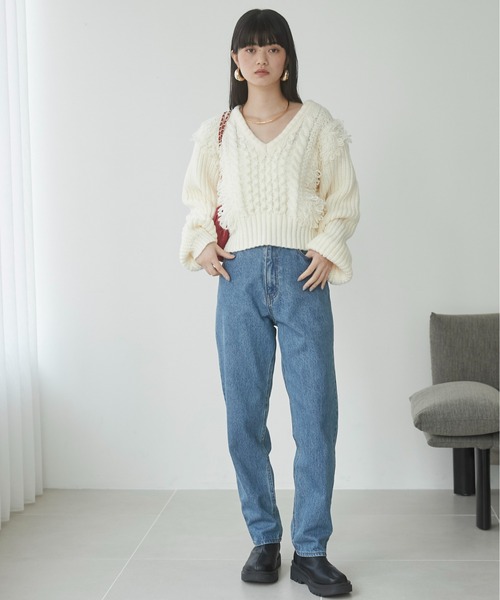 「ANGIE」 長袖ニット FREE アイボリー レディース_画像5