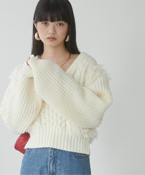 「ANGIE」 長袖ニット FREE アイボリー レディース_画像6