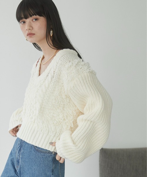 「ANGIE」 長袖ニット FREE アイボリー レディース_画像7