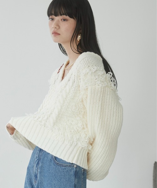「ANGIE」 長袖ニット FREE アイボリー レディース_画像8