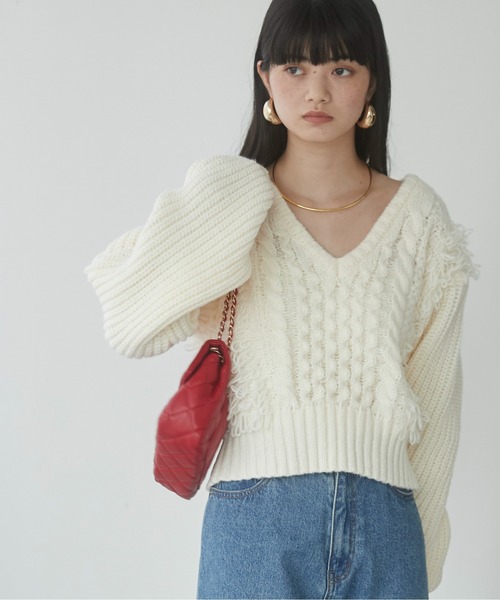 「ANGIE」 長袖ニット FREE アイボリー レディース_画像9