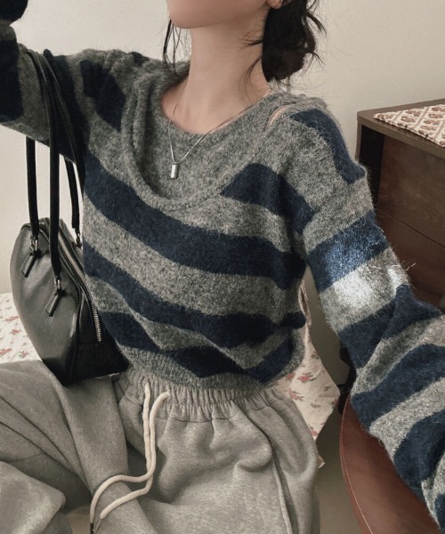 「LADY LIKE」 長袖ニット M グレー レディース_画像5