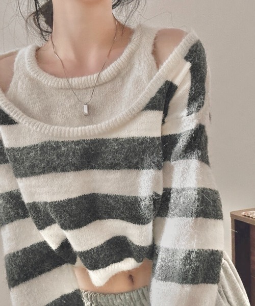 「LADY LIKE」 長袖ニット M グレー レディース_画像9