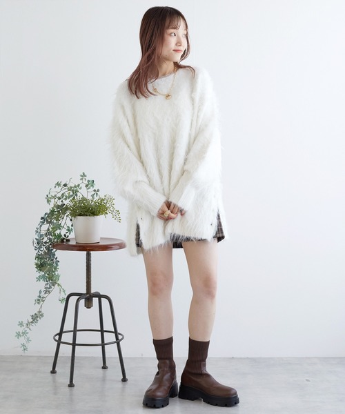 「w closet」 長袖ニット FREE ホワイト レディース_画像5