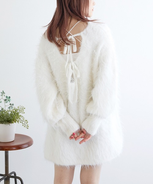 「w closet」 長袖ニット FREE ホワイト レディース_画像7