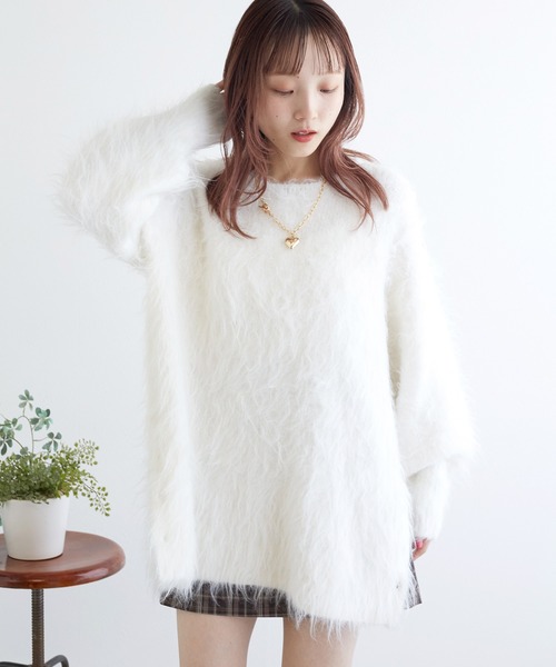 「w closet」 長袖ニット FREE ホワイト レディース_画像9