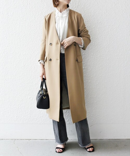 SHIPS any 「SHIPS any」 ノーカラーコート ONE SIZE キャメル