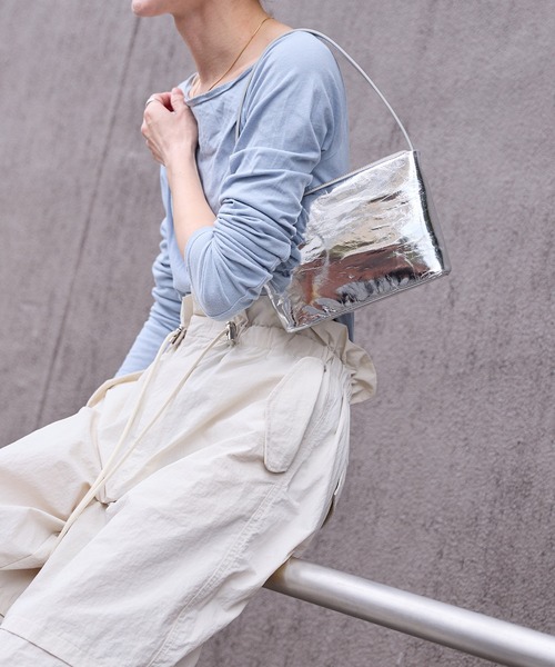 「HASHIBAMI」 ハンドバッグ FREE シルバー レディース_画像8