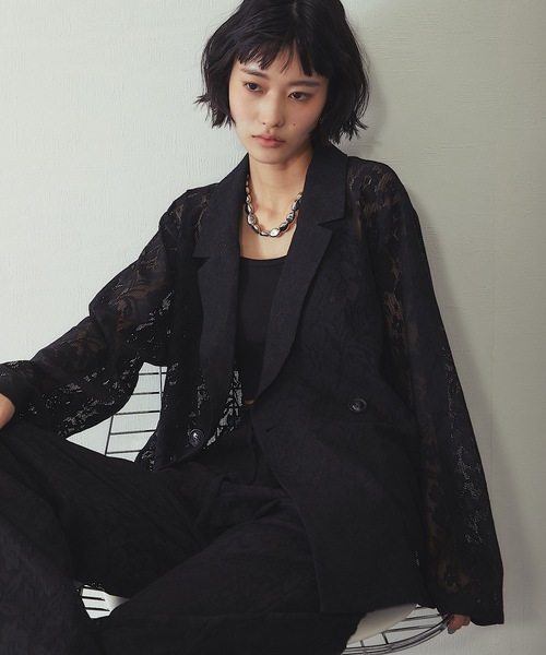 ジャケット テーラードジャケット 「セットアップ対応」花柄レース