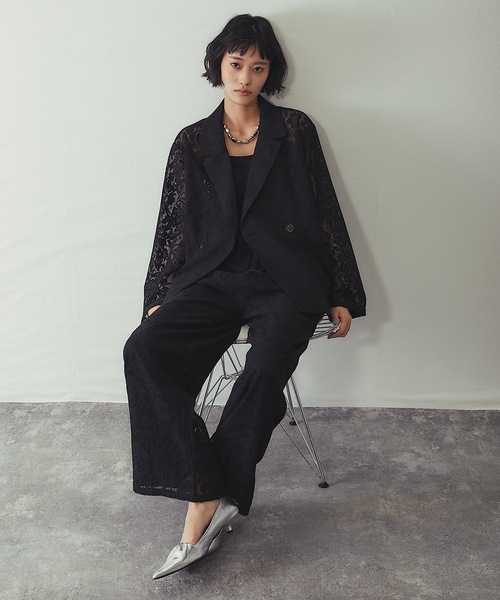 ジャケット テーラードジャケット 「セットアップ対応」花柄レース