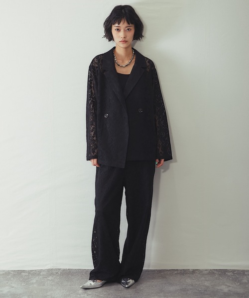 ジャケット テーラードジャケット 「セットアップ対応」花柄レース