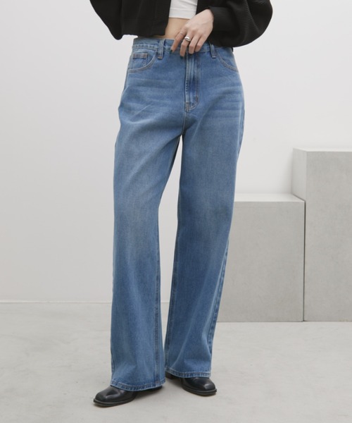 「Aunt Marie's」 デニムパンツ MEDIUM ライトブルー レディース_画像2