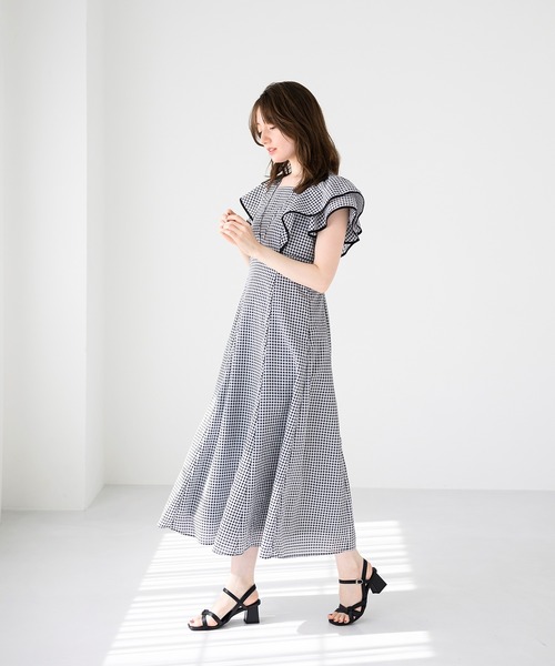「MISCH MASCH」 半袖ワンピース S ブラック×ホワイト レディース_画像3
