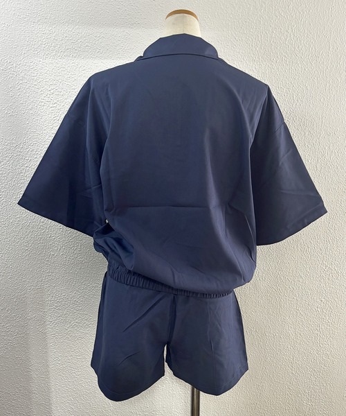 tシャツ 2点セットアップ オーバーサイズハーフジップトップス