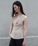 タンクトップ ノースリーブ ドレープニット タ...の詳細画像5