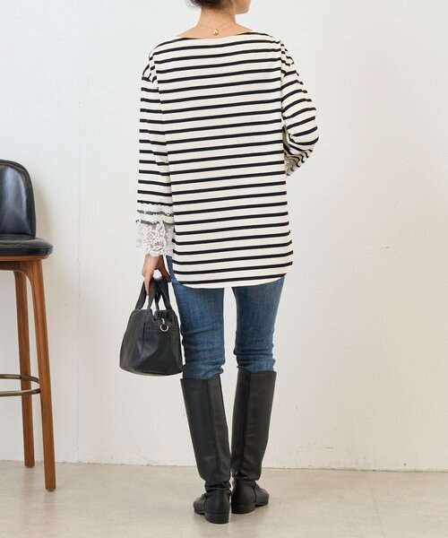BEARDSLEY（ビアズリー） tシャツ 袖口レースボーダーカットソー