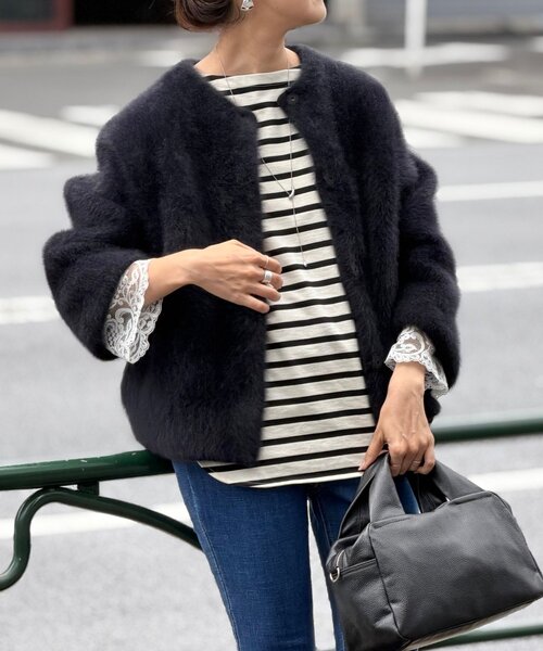 BEARDSLEY（ビアズリー） tシャツ 袖口レースボーダーカットソー