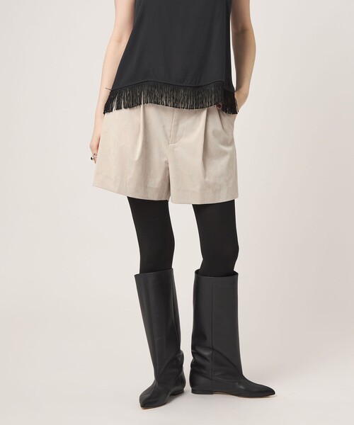 conte パンツ 「conte」スエードライク タック ショートパンツ