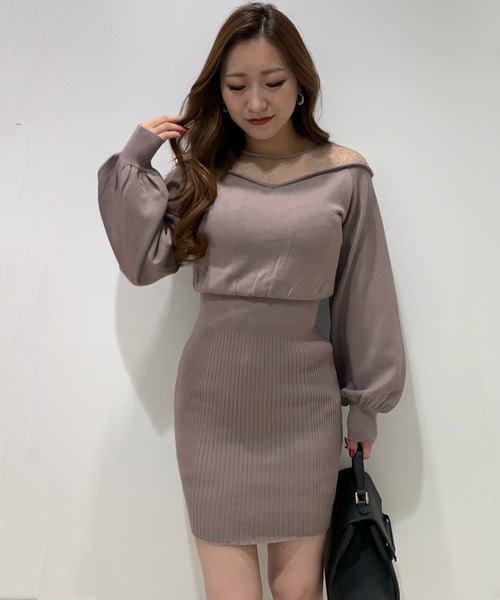 ワンピース デコルテレース切替ニットワンピース Zozotown Paypayモール店 通販 Paypayモール