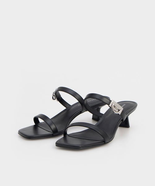 特価ブランド ＆ CHARLES KEITH ヒール メタリックアクセント サンダル 靴