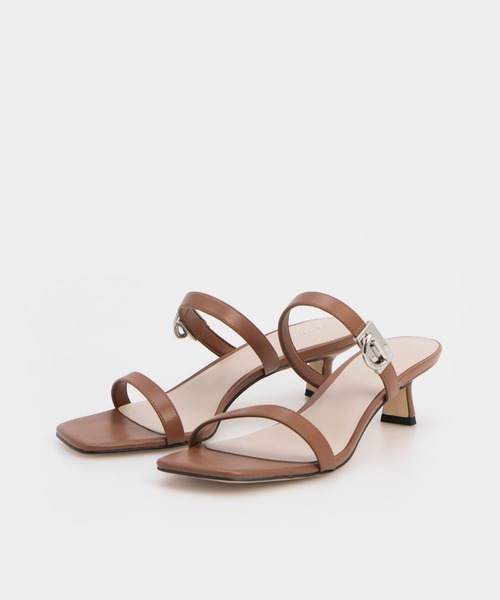 【同梱不可】 ＆ CHARLES KEITH ヒール メタリックアクセント サンダル 靴
