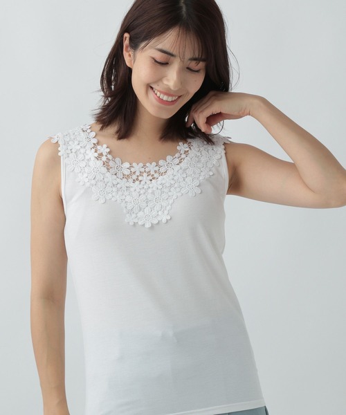 Elura（エルーラ） タンクトップ ノースリーブ ラウンドフラワー2WAY