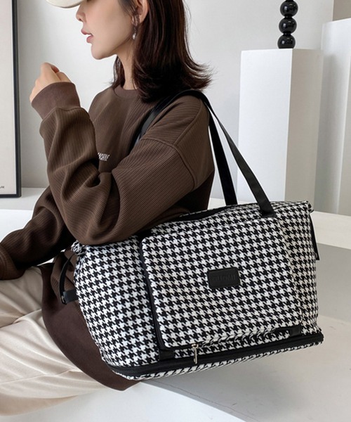 STYLEBLOCK トートバッグ 収納ポーチ一体型千鳥格子柄トート
