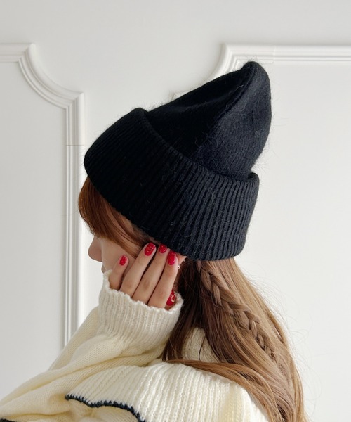 Loueme ニット帽 ニットキャップ モヘアライクニットビーニー