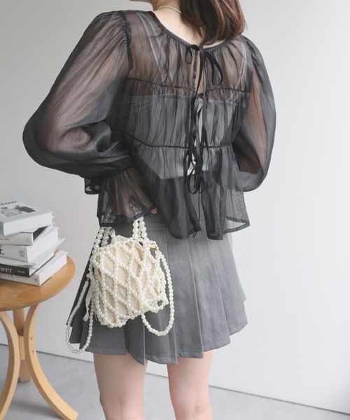 LACーVERT ブラウス シャツ 「2WAY」オーガンジーシアーシャーリング