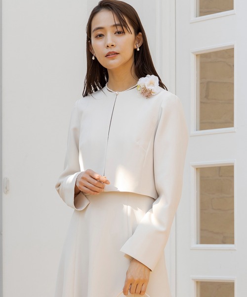 【美品】　ラジュリアンセツ　昭和レトロ花柄デザインノーカラージャケット レディース 古着 the Quacker Factory カラフル 蝶々 花 野花
