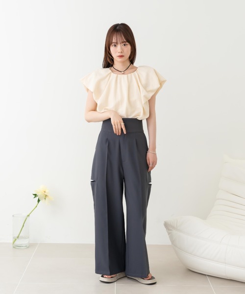 hinari セミフレアデニムパンツ セミフレアデニムパンツ（裾カット可能）（デニムパンツ