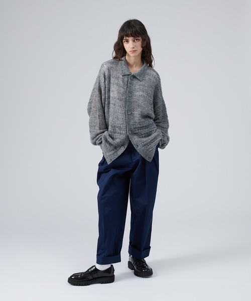 シャツ ブラウス MESH MELANGE KNIT SHIRT / メッシュメランジニット 