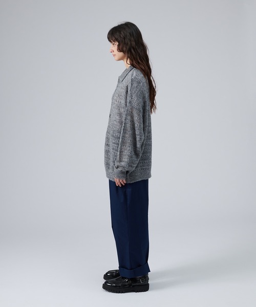 シャツ ブラウス MESH MELANGE KNIT SHIRT / メッシュメランジニット 