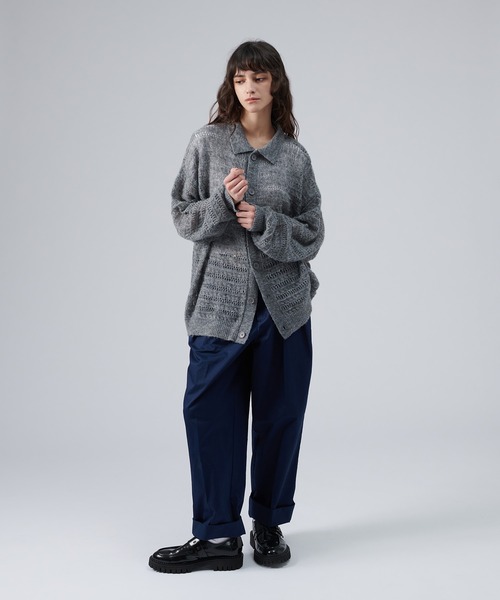 シャツ ブラウス MESH MELANGE KNIT SHIRT / メッシュメランジニット  