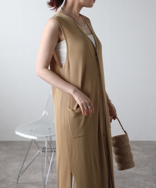ベスト ジレ ロング フェザー ニットベスト カーディガン レディース Amazon | [§ASHE RANGEL] ロングベスト ジレ