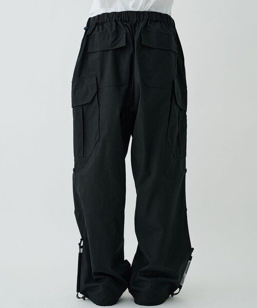 POLIQUANT ワイドカーゴパンツ　BLACK サイズ1 POLIQUANT（ポリクアント） ワイドパンツ カーゴパンツ 「POLIQUANT