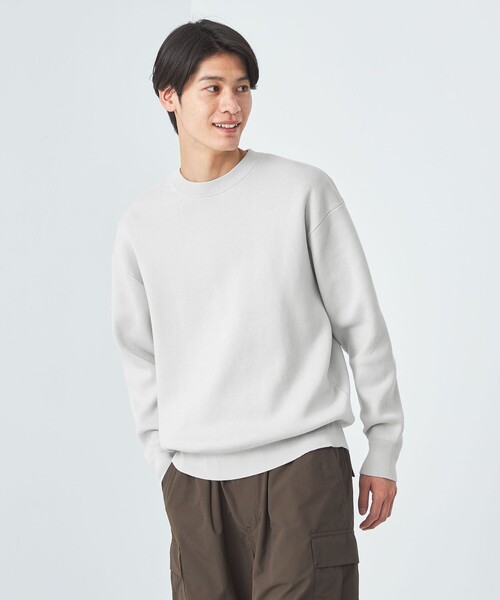 セーター ニット クリアコットン スウェットライク クルーネック ニット メンズ
