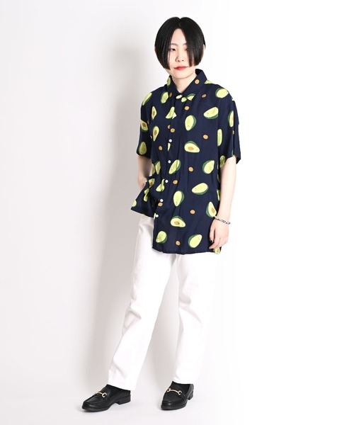 marai（マーライ） ブラウス シャツ アボカド柄 総柄 半袖ブラウス