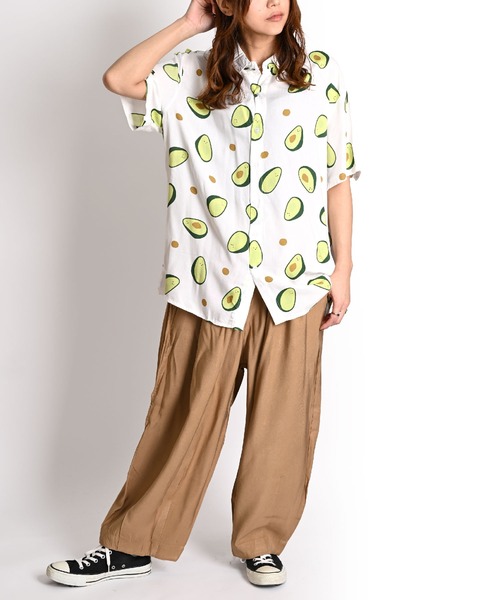 パドカレ 木の柄シャツ サイズ34 パドカレ 木の柄シャツ サイズ34