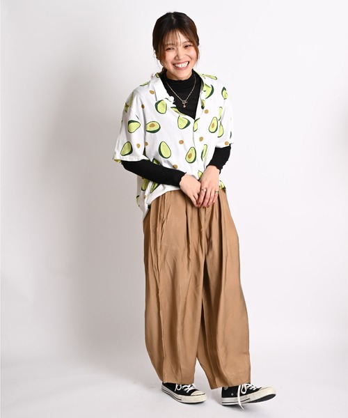 パドカレ 木の柄シャツ サイズ34 パドカレ 木の柄シャツ サイズ34