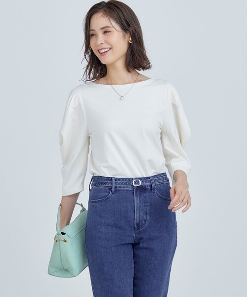 tシャツ ミニ裏毛タックスリーブ カットソー レディース