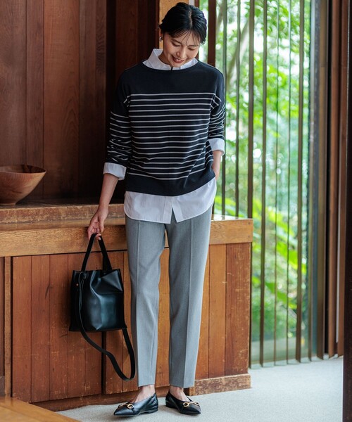 23区 tシャツ 「洗える」Armor-lux クロップドボーダー カットソー