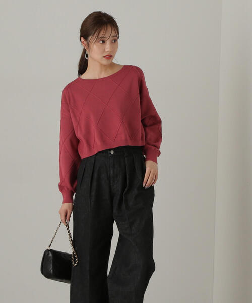 ニット セーター ダイヤ柄ショート丈ニット / 1214270910 レディース