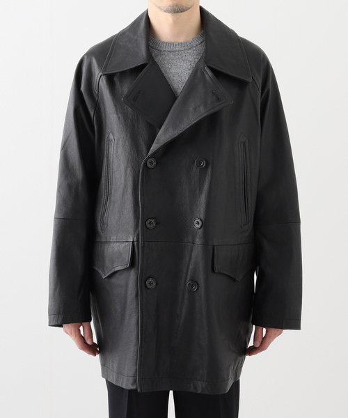 りょ様用 CCU シーシーユー レザー カーコート メンズ ブラック サイズ1 CCU（シーシーユー） コート ジャケット 別注 US-Navy W-.Breasted