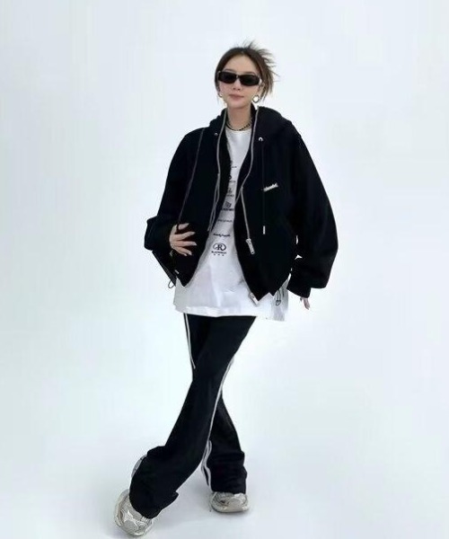 CREARE -LINO- パーカー 「ユニセックス」ダブルジップ レイヤード
