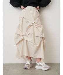 美品☆ ELENDEEK ジャガードタックボリュームスカート サテン ELENDEEK（エレンディーク）の「オーガンジータックボリューム