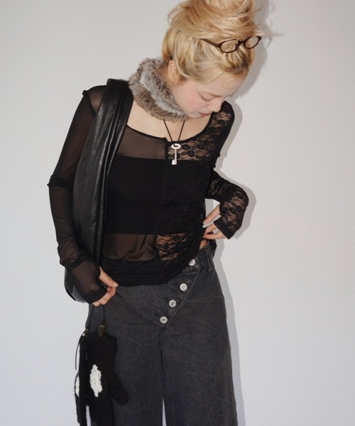 musubore 2way half lace tops / ハーフレーストップ musubore（ムスボレ）の「2way half lace tops / ハーフレース