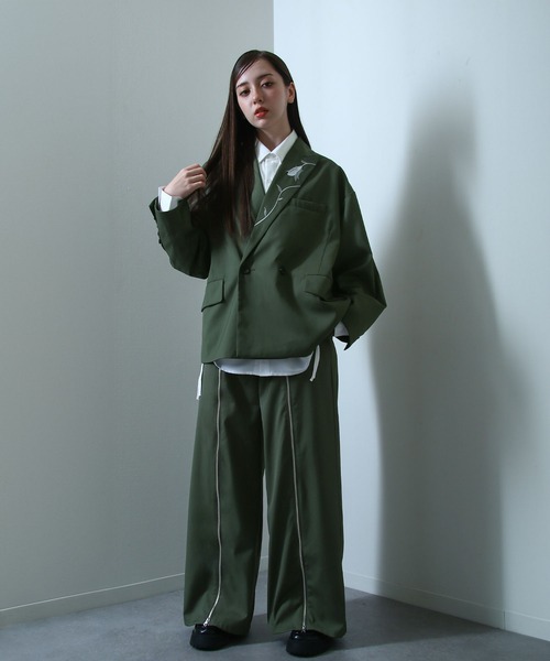 Nilway スラックス 2way フロント ダブルジップ ワイド フレア