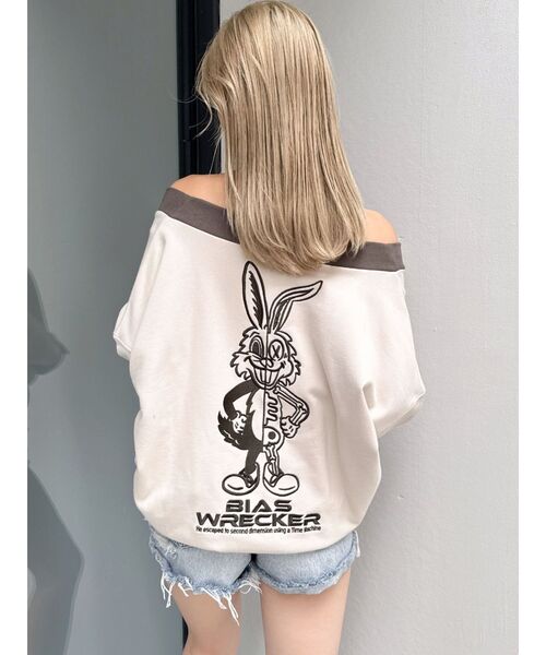 トレーナー スウェット BICOLOR POSH BUNNY Vネックスウェットトップス レディース セール】BICOLOR POSH BUNNY Vネックスウェットトップス
